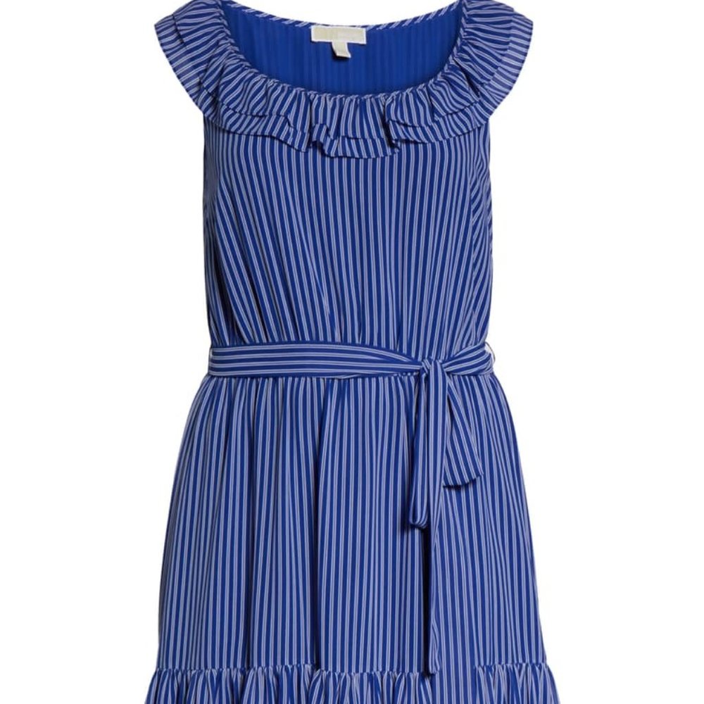 Michael Kors Plussize Striped Tiered Midi Dress - Picture 6 of 7